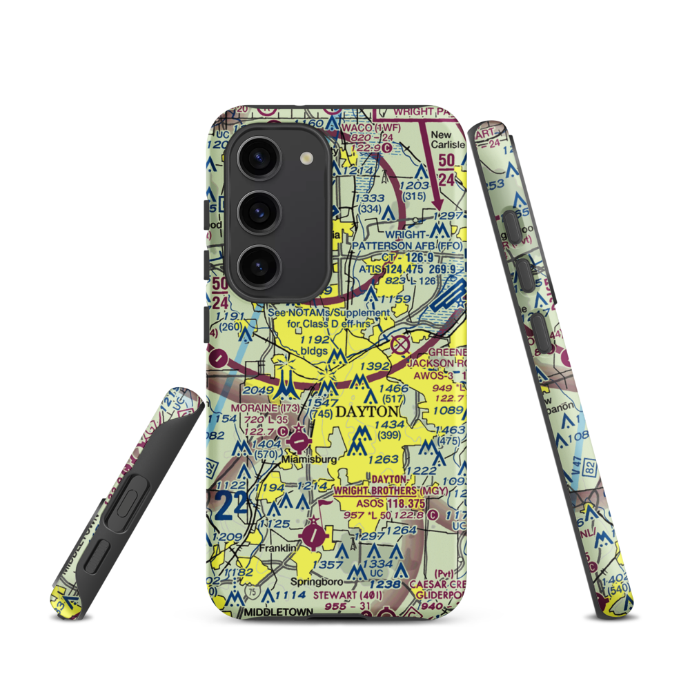 Dayton Transportation Center Heliport (5D7) VFR Sectional Samsung Phone Case Samsung Galaxy S23 model shown