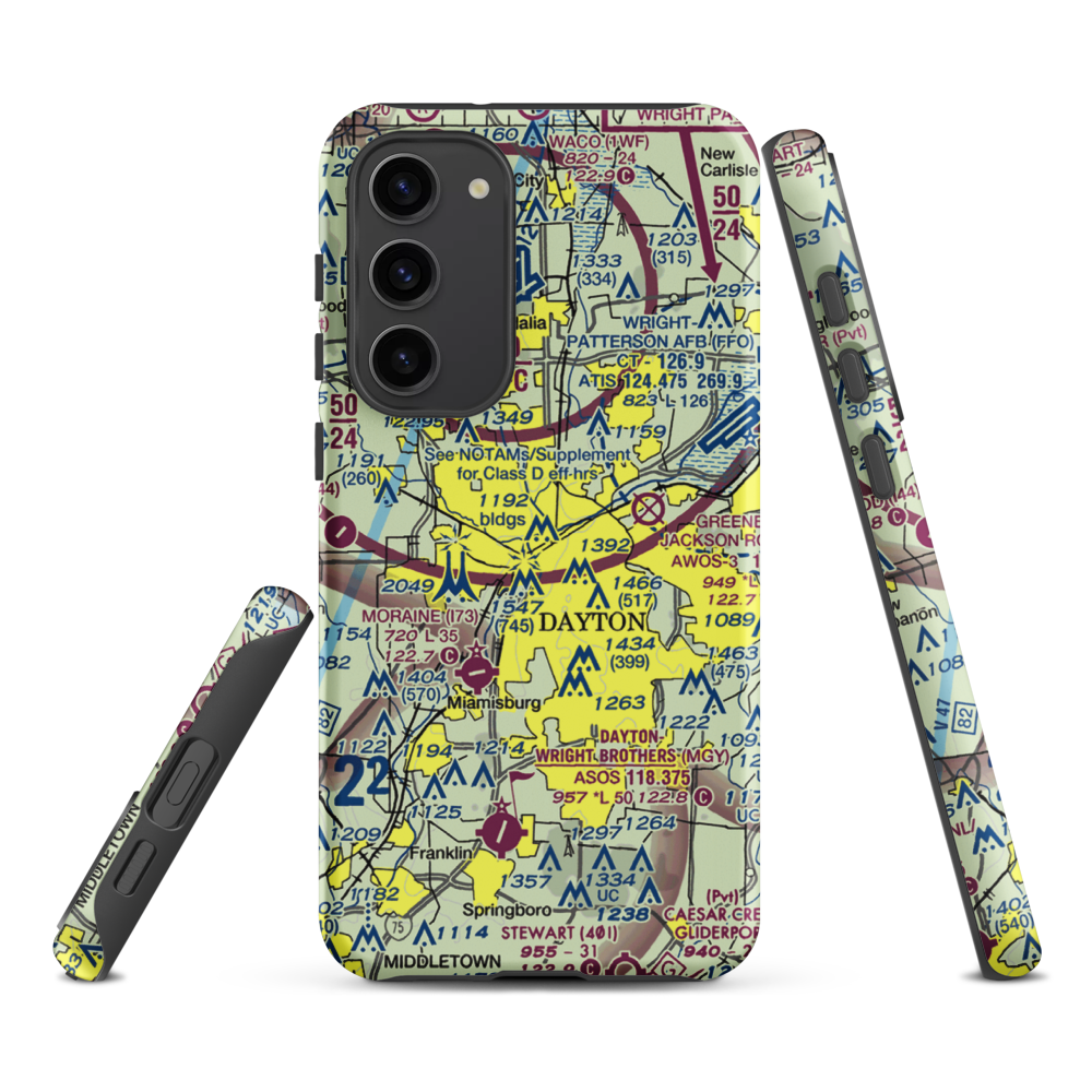 Dayton Transportation Center Heliport (5D7) VFR Sectional Samsung Phone Case Samsung Galaxy S23 Plus model shown