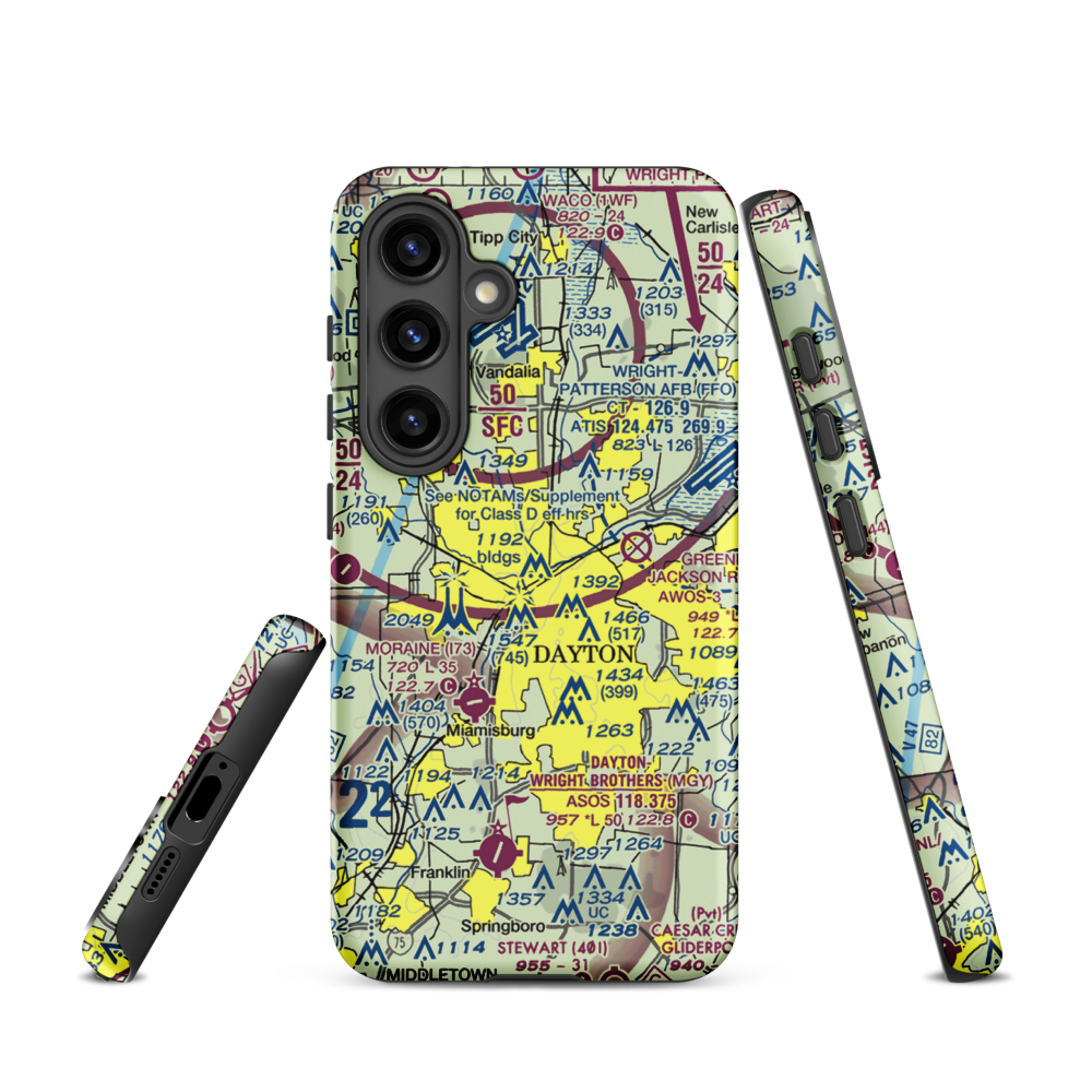 Dayton Transportation Center Heliport (5D7) VFR Sectional Samsung Phone Case Samsung Galaxy S24 model shown