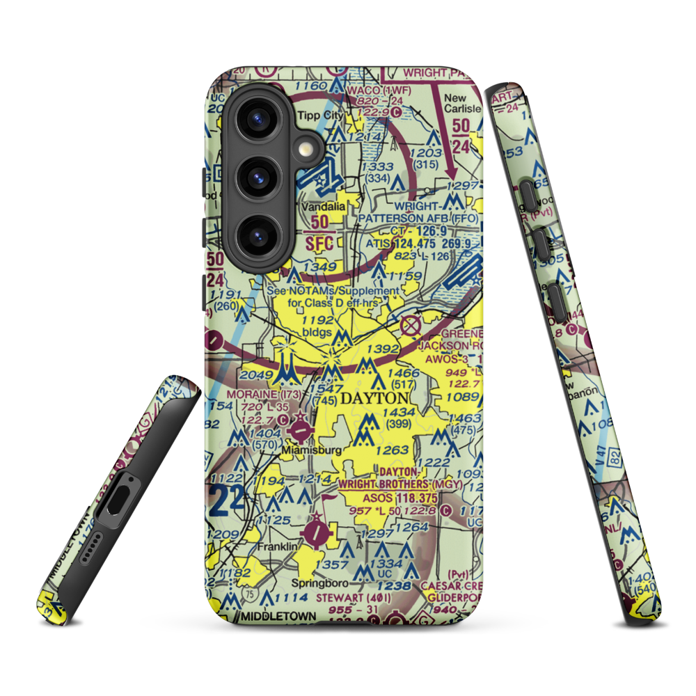 Dayton Transportation Center Heliport (5D7) VFR Sectional Samsung Phone Case Samsung Galaxy S24 Plus model shown