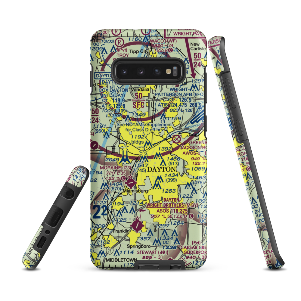 Dayton Transportation Center Heliport (5D7) VFR Sectional Samsung Phone Case Samsung Galaxy S10 Plus model shown