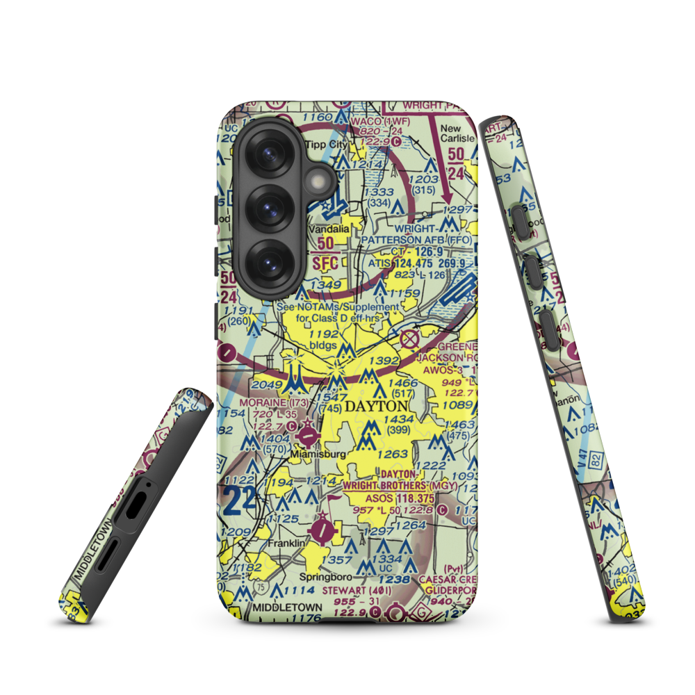 Dayton Transportation Center Heliport (5D7) VFR Sectional Samsung Phone Case Samsung Galaxy S25 model shown