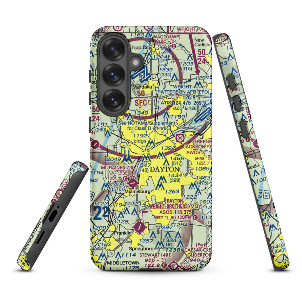 Dayton Transportation Center Heliport (5D7) VFR Sectional Samsung Phone Case Samsung Galaxy S25 Plus model shown