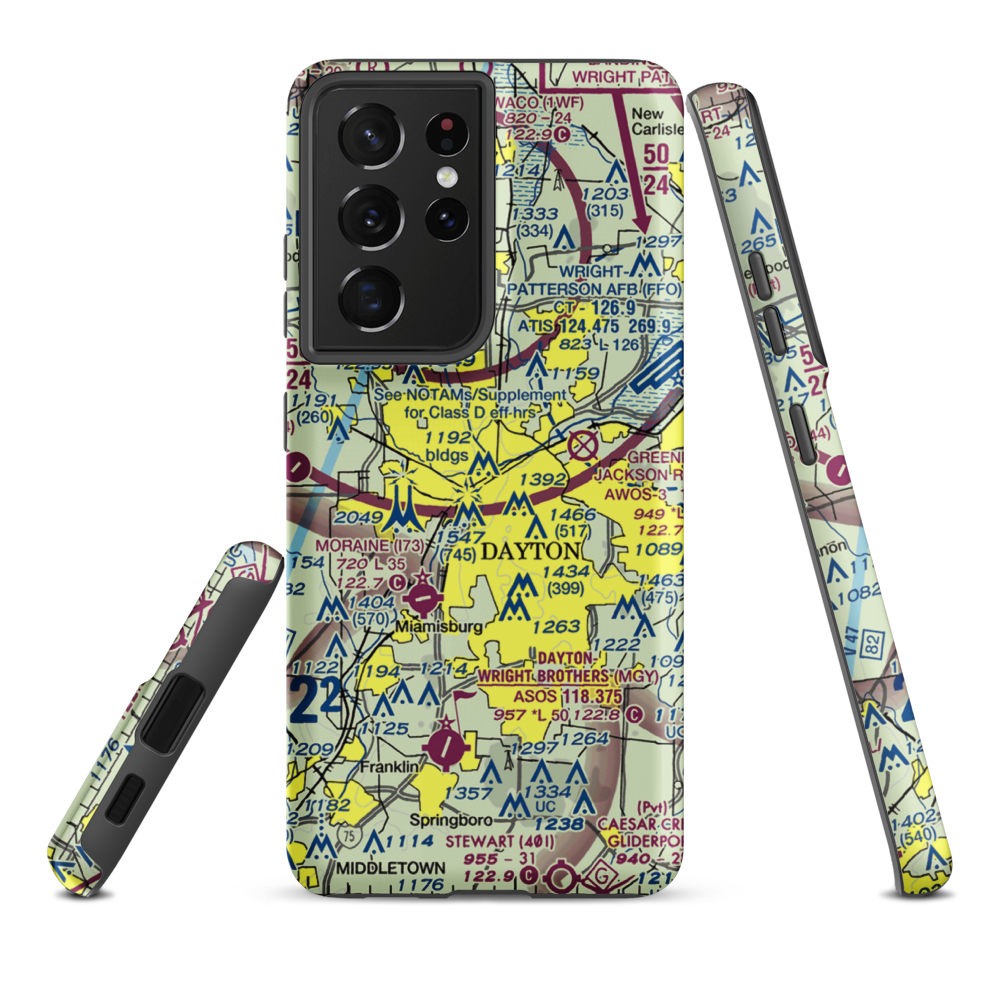 Dayton Transportation Center Heliport (5D7) VFR Sectional Samsung Phone Case Samsung Galaxy S21 Plus model shown