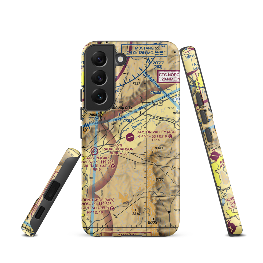 Dayton Valley Airpark (A34) VFR Sectional Samsung Phone Case Samsung Galaxy S22 model shown
