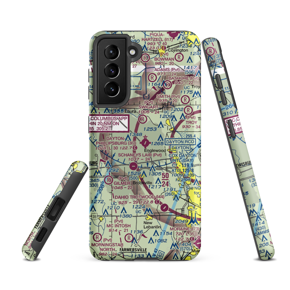 Dayton-Phillipsburg Airport (3I7) VFR Sectional Samsung Phone Case Samsung Galaxy S21 FE model shown