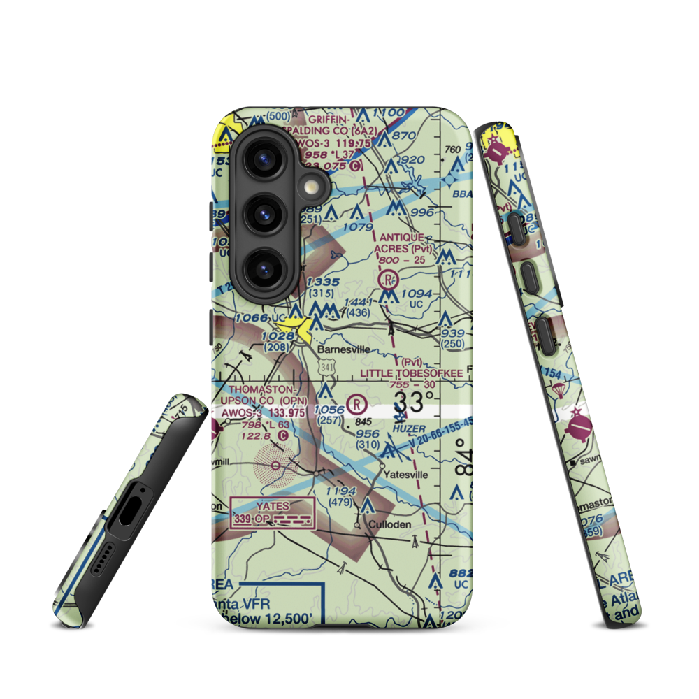 De De Airport (1GA6) VFR Sectional Samsung Phone Case Samsung Galaxy S24 model shown