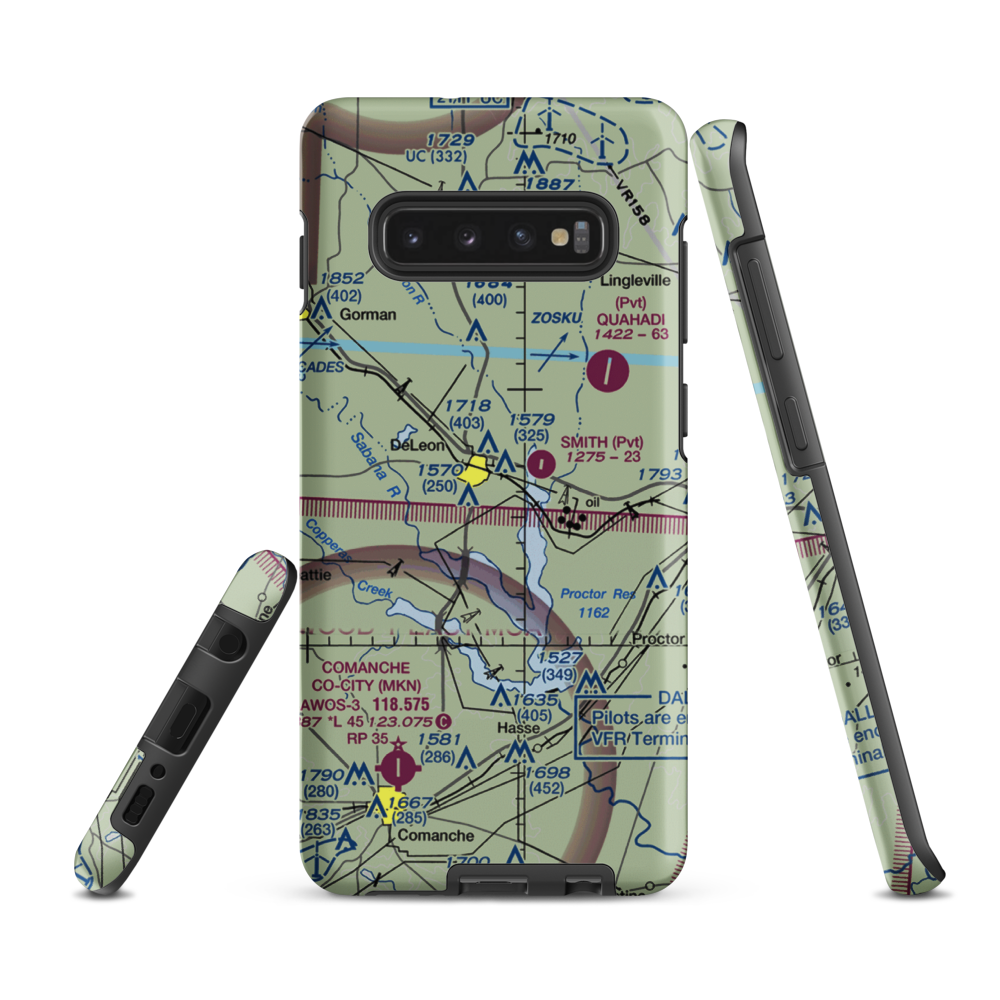 De Leon Municipal Airport (04F) VFR Sectional Samsung Phone Case Samsung Galaxy S10 Plus model shown