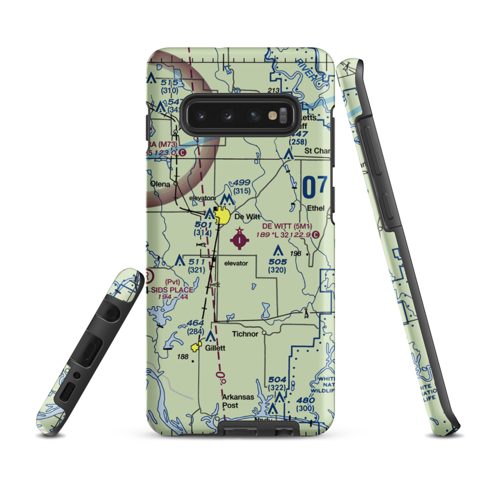 De Witt Municipal Airport Whitcomb Field (5M1) VFR Sectional Samsung Phone Case Samsung Galaxy S10e model shown