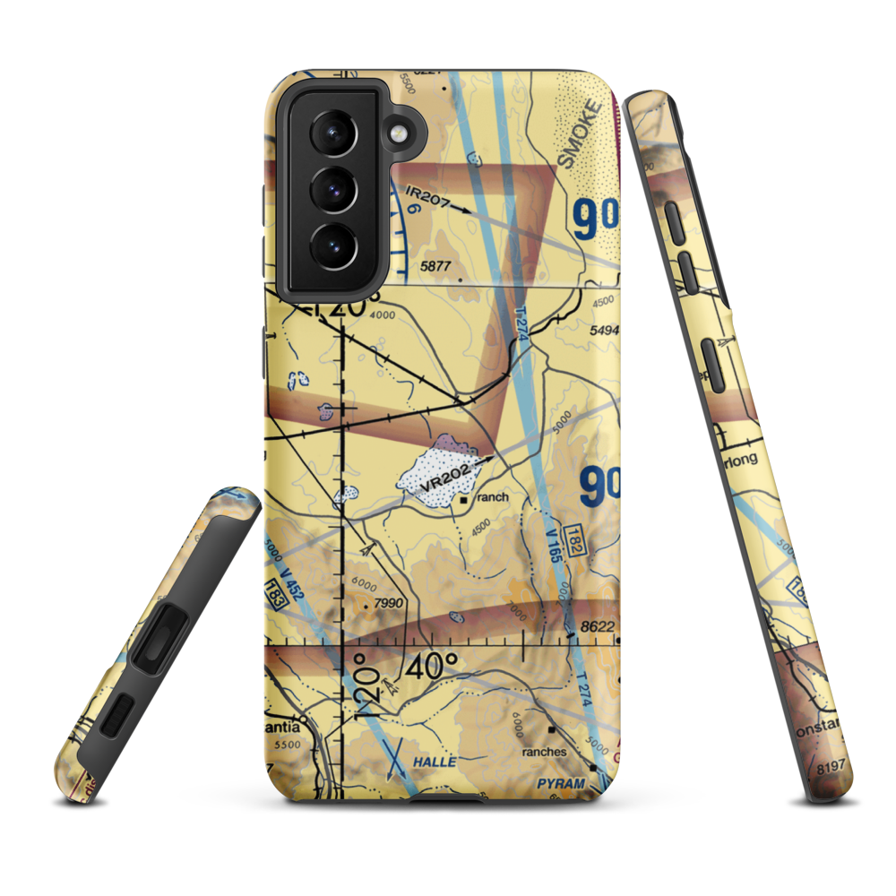 Dead Cow Lakebed Airstrip (HSFIDCL) VFR Sectional Samsung Phone Case Samsung Galaxy S21 Plus model shown