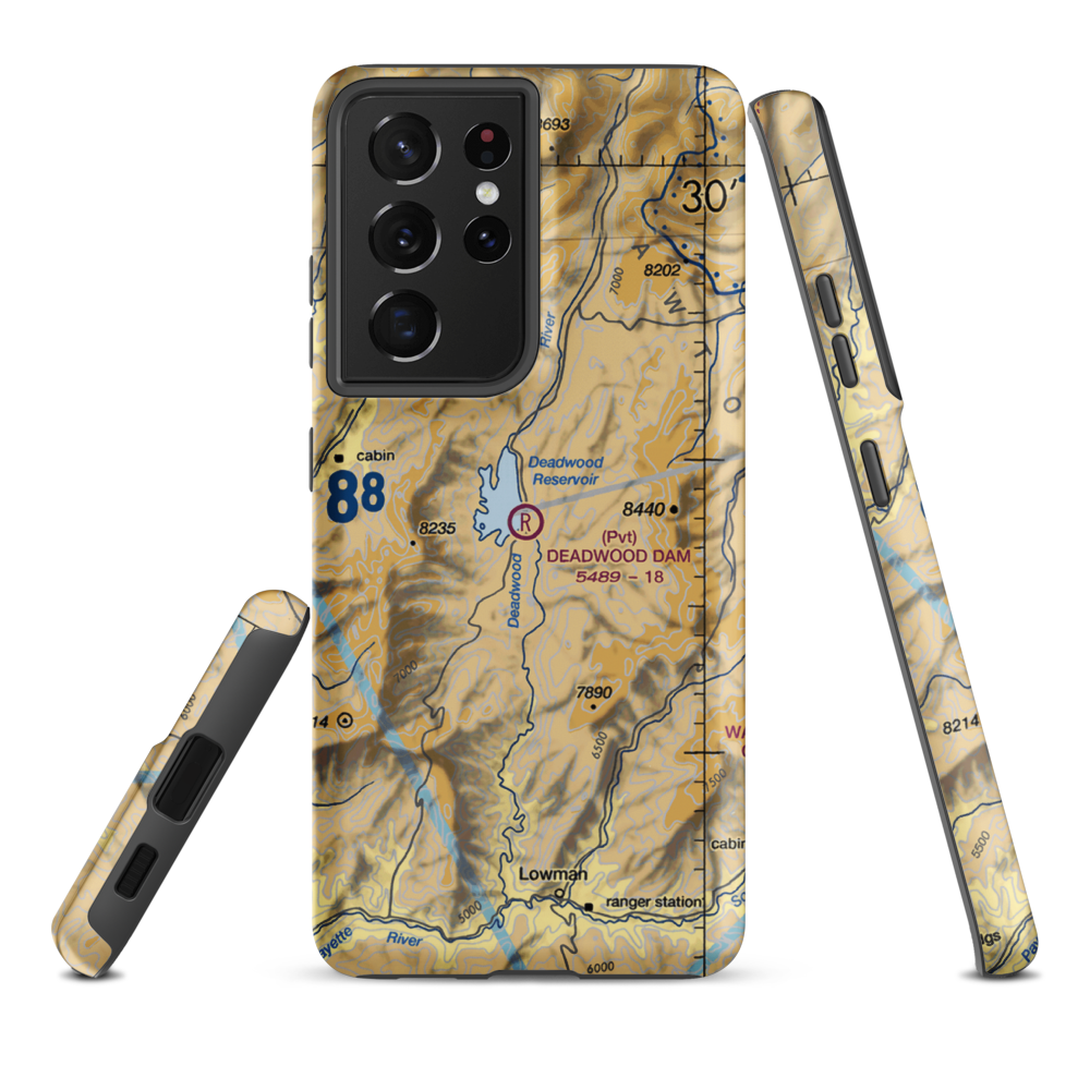 Deadwood Dam Airstrip (ID86) VFR Sectional Samsung Phone Case Samsung Galaxy S21 Ultra model shown