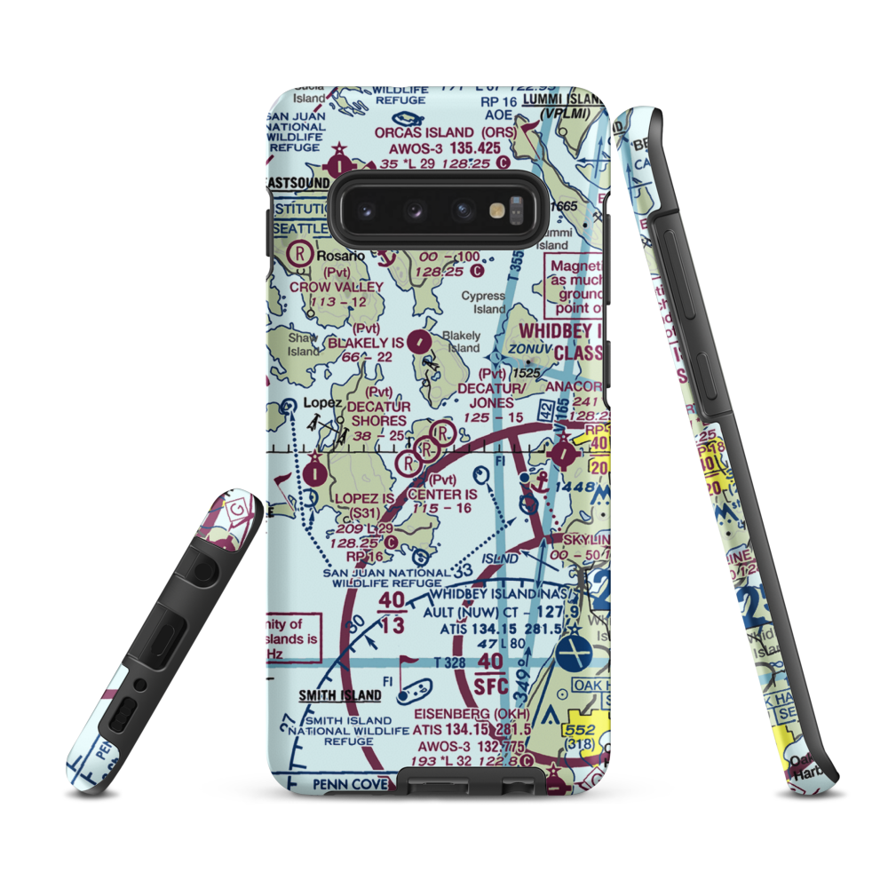 Decatur /Jones/ Airport (WA18) VFR Sectional Samsung Phone Case Samsung Galaxy S10e model shown