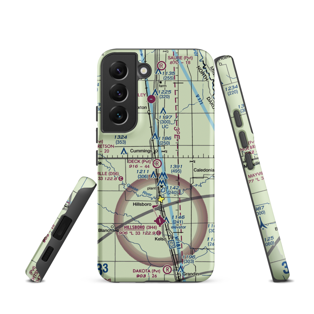 Deck Airport (5ND9) VFR Sectional Samsung Phone Case Samsung Galaxy S22 model shown