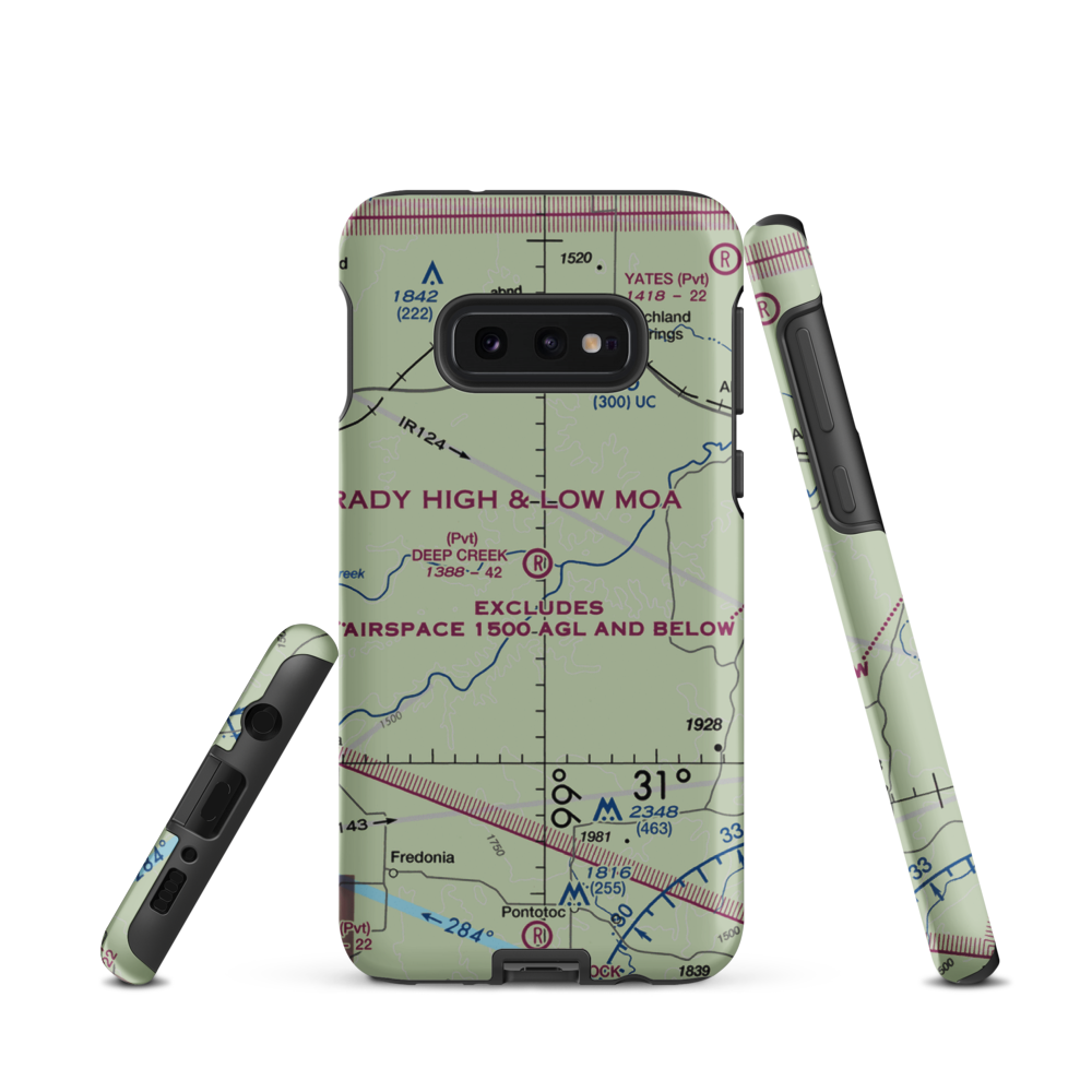 Deep Creek Ranch Airport (XS61) VFR Sectional Samsung Phone Case Samsung Galaxy S10e model shown