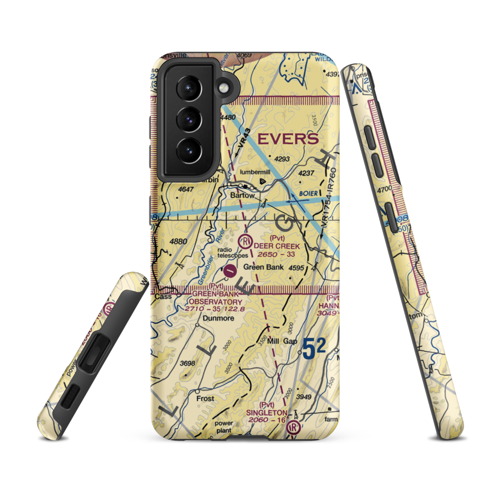 Deer Creek Farm Airport (WV00) VFR Sectional Samsung Phone Case Samsung Galaxy S21 FE model shown