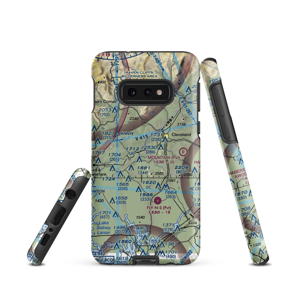 Deer Crossing Airport (21GE) VFR Sectional Samsung Phone Case Samsung Galaxy S10e model shown