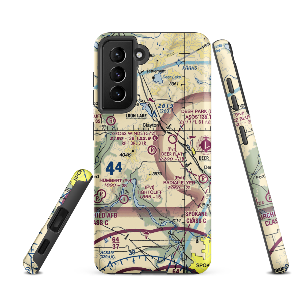 Deer Flat Airport (WA52) VFR Sectional Samsung Phone Case Samsung Galaxy S21 FE model shown