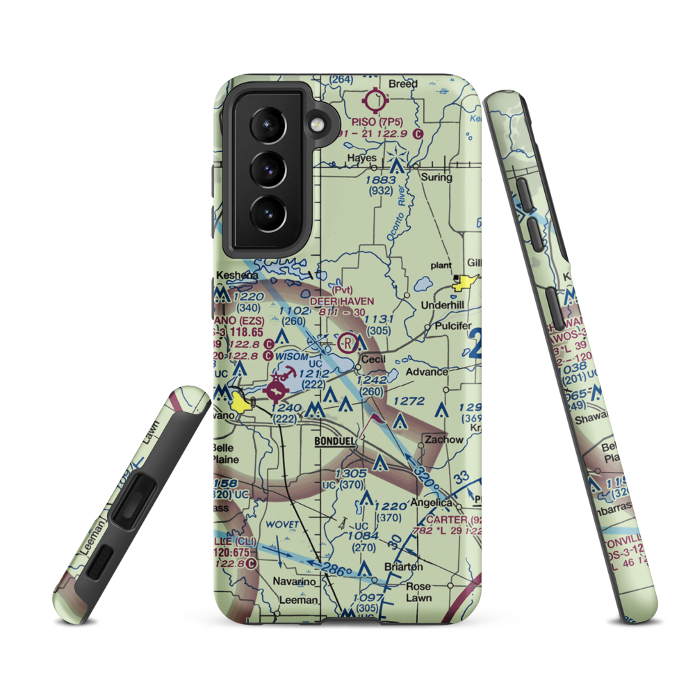Deer Haven Ranch Airport (WI60) VFR Sectional Samsung Phone Case Samsung Galaxy S21 FE model shown