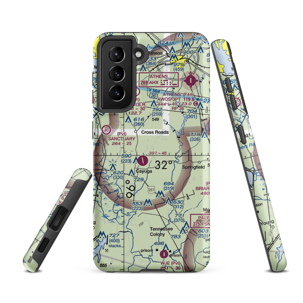 Deer Meadow Ranch Airport (5TA8) VFR Sectional Samsung Phone Case Samsung Galaxy S21 FE model shown