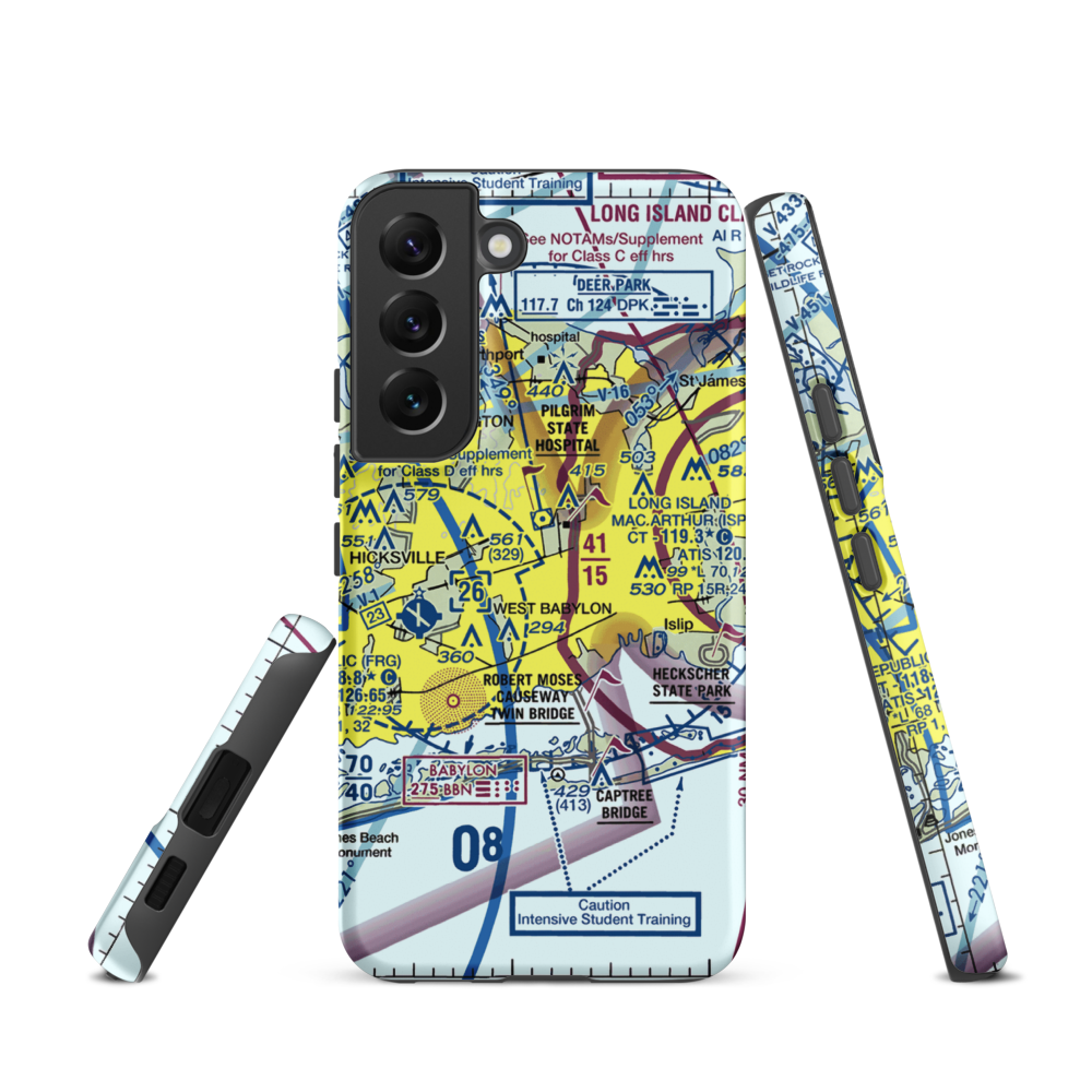 Deer Park Airport (DPK) VFR Sectional Samsung Phone Case Samsung Galaxy S22 model shown