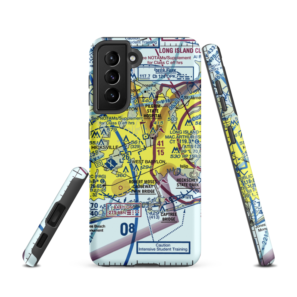 Deer Park Airport (DPK) VFR Sectional Samsung Phone Case Samsung Galaxy S21 model shown