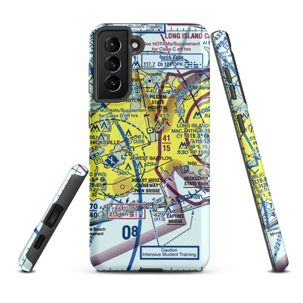 Deer Park Airport (DPK) VFR Sectional Samsung Phone Case Samsung Galaxy S21 FE model shown