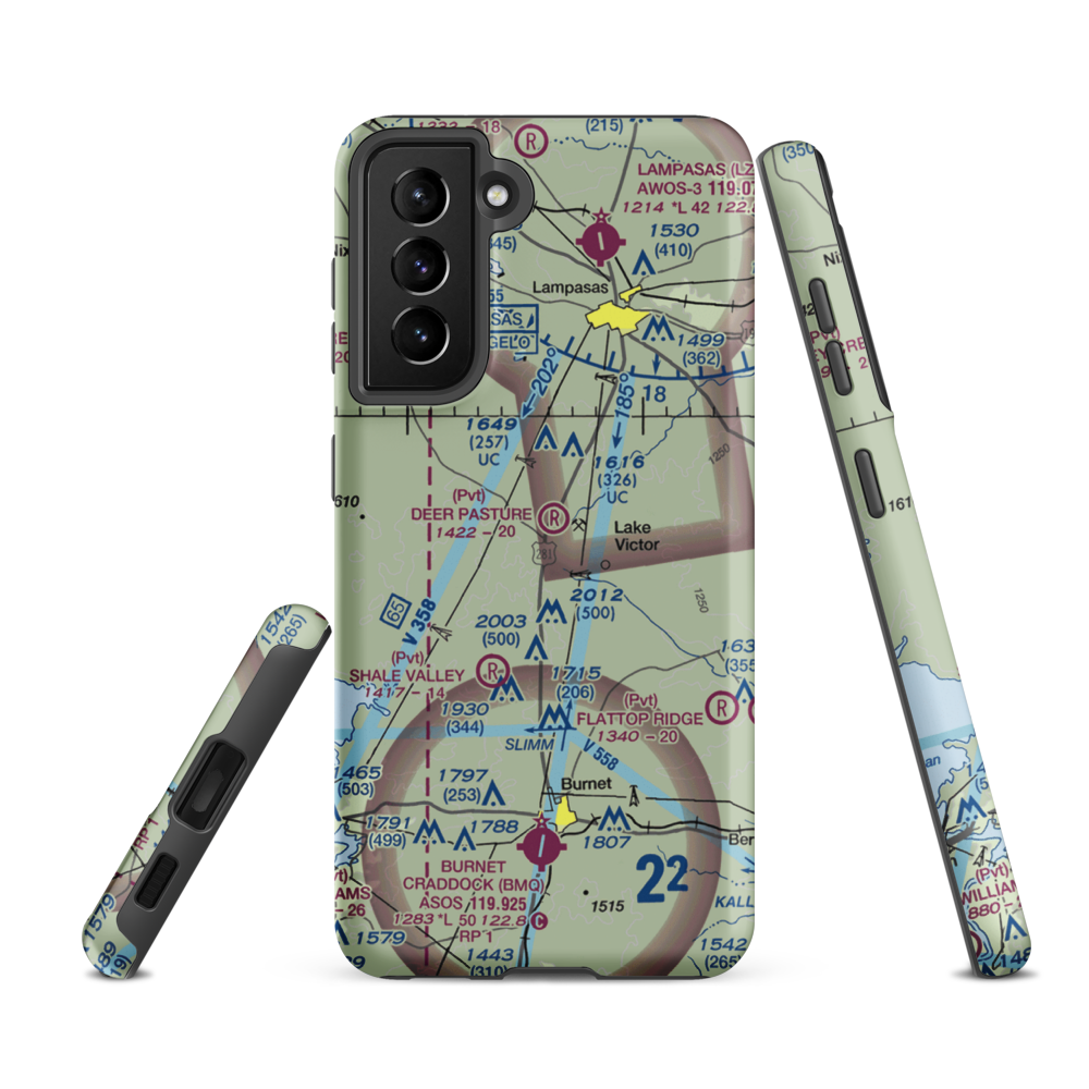 Deer Pasture Airport (69TE) VFR Sectional Samsung Phone Case Samsung Galaxy S21 FE model shown