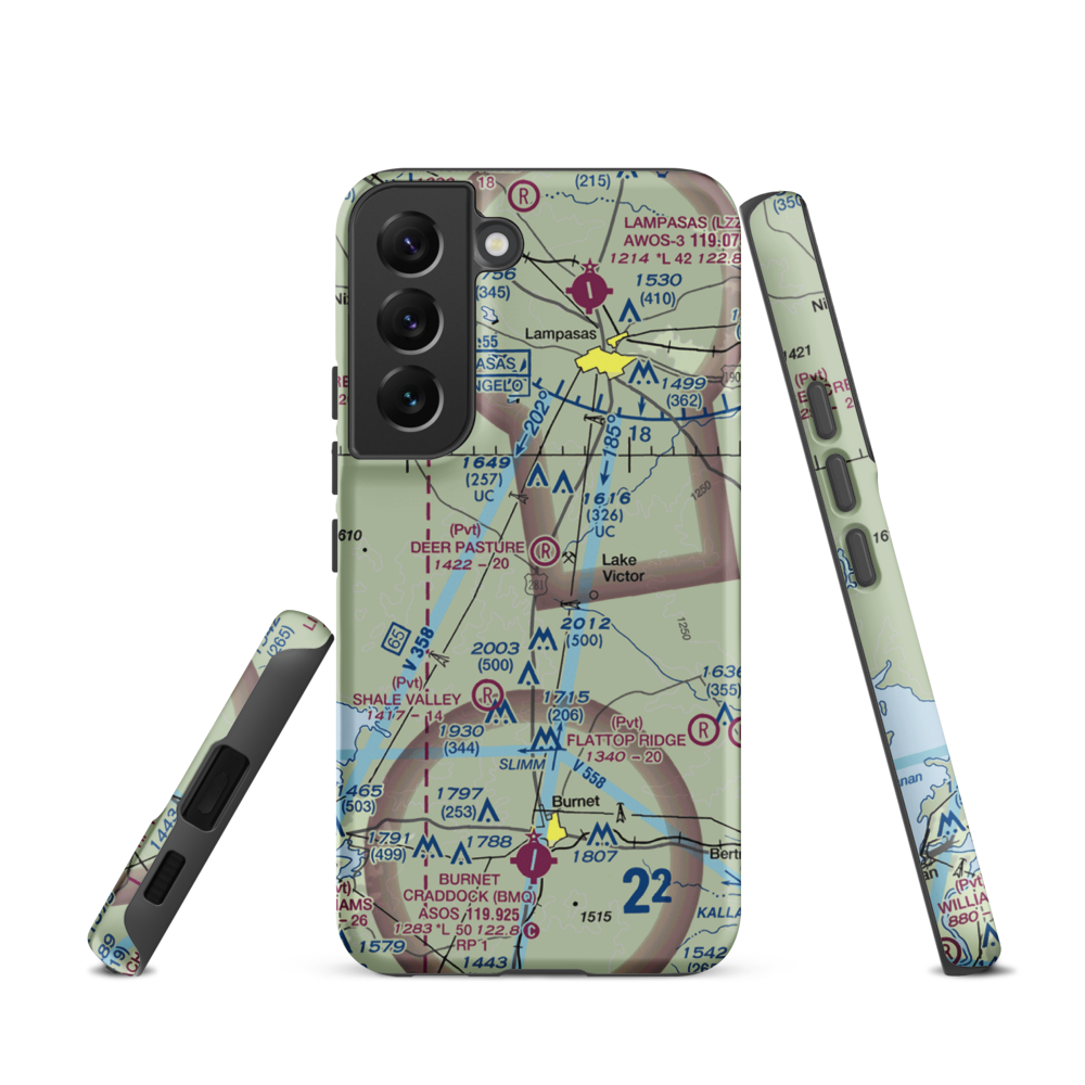 Deer Pasture Airport (69TE) VFR Sectional Samsung Phone Case Samsung Galaxy S22 model shown