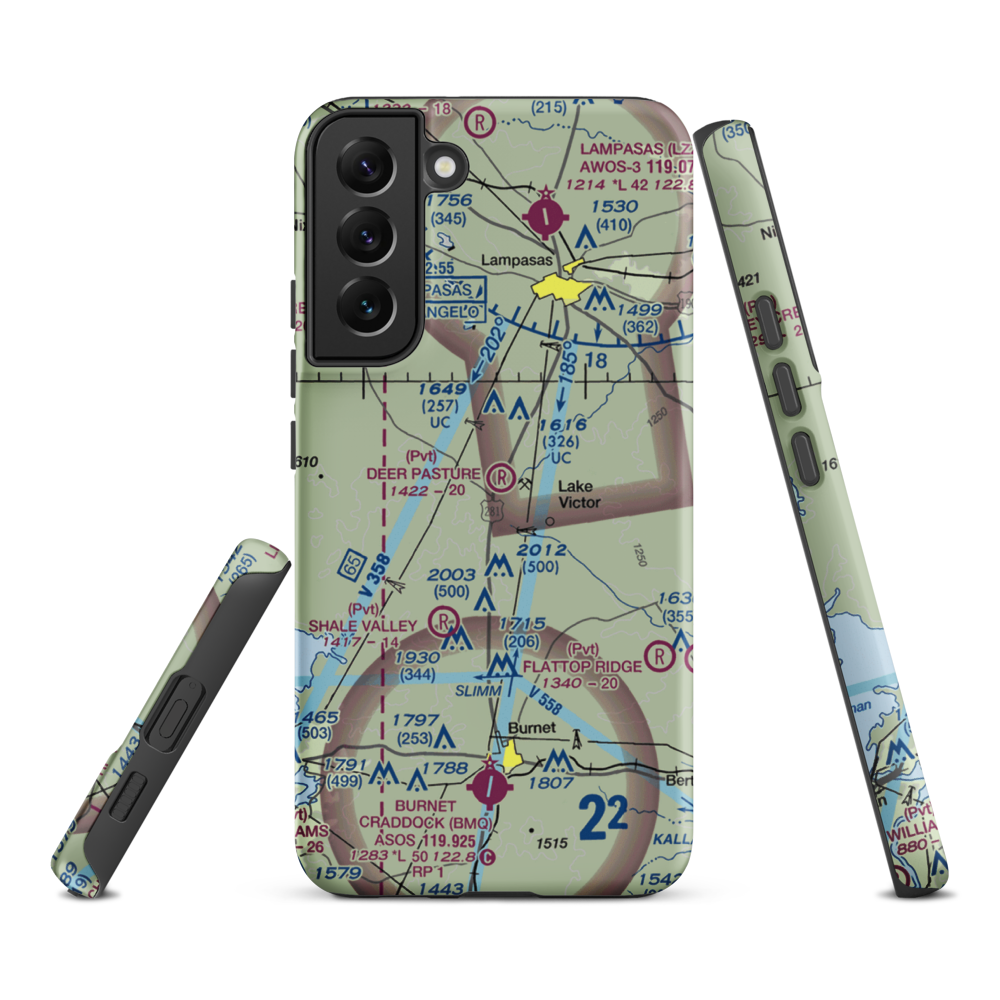 Deer Pasture Airport (69TE) VFR Sectional Samsung Phone Case Samsung Galaxy S22 Plus model shown