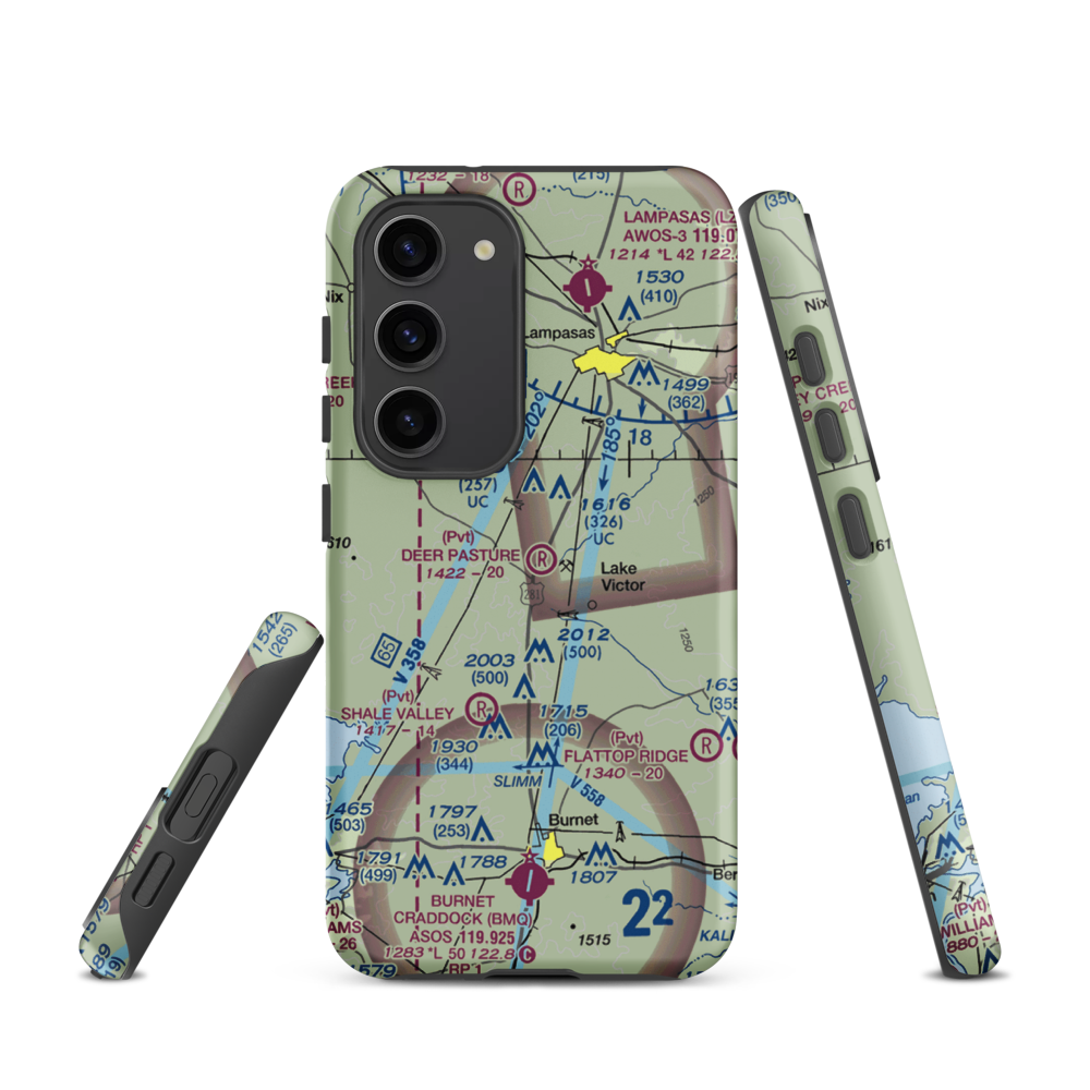 Deer Pasture Airport (69TE) VFR Sectional Samsung Phone Case Samsung Galaxy S23 model shown