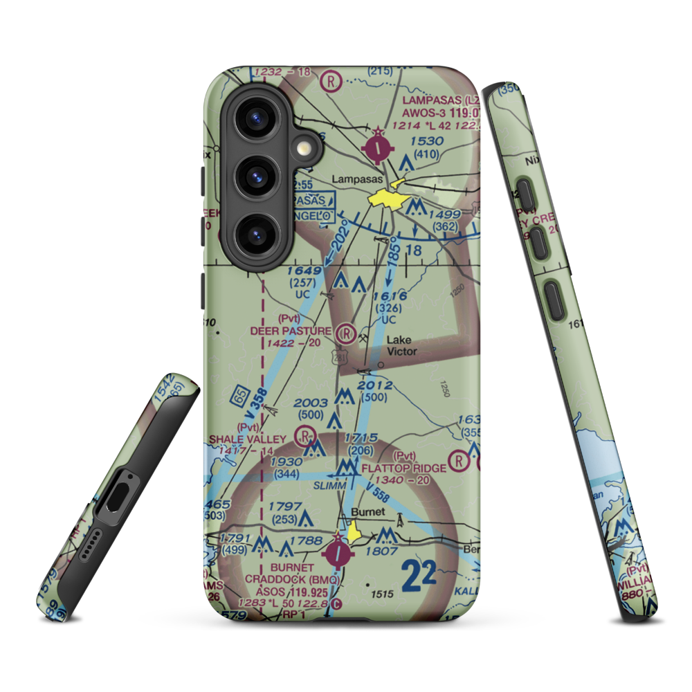 Deer Pasture Airport (69TE) VFR Sectional Samsung Phone Case Samsung Galaxy S24 Plus model shown
