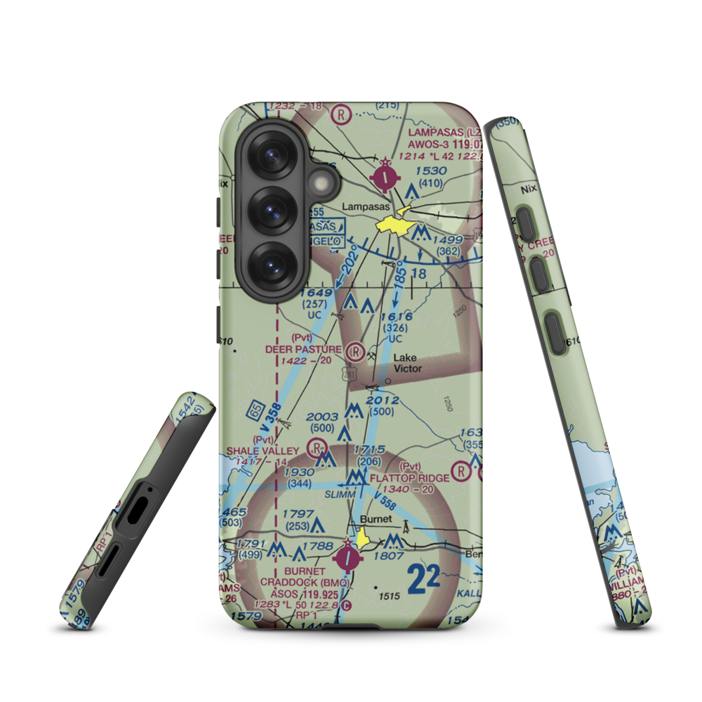 Deer Pasture Airport (69TE) VFR Sectional Samsung Phone Case Samsung Galaxy S25 model shown