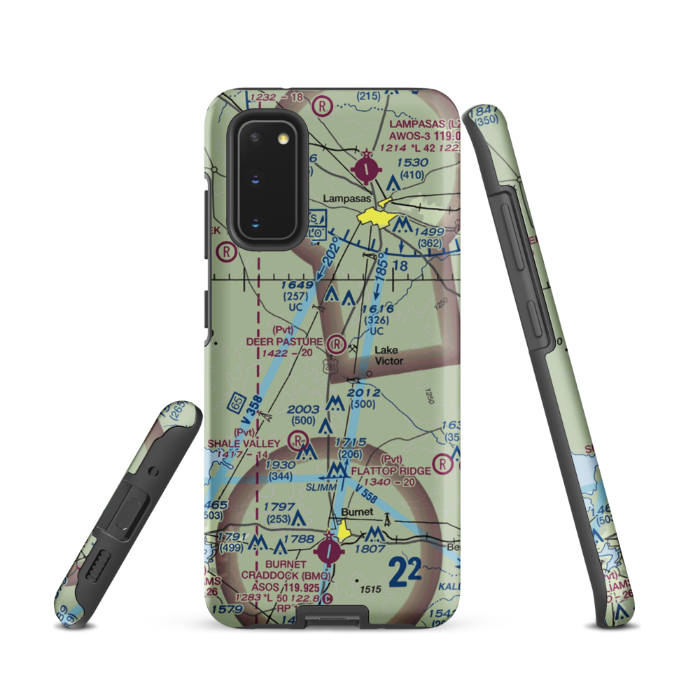 Deer Pasture Airport (69TE) VFR Sectional Samsung Phone Case Samsung Galaxy S20 model shown
