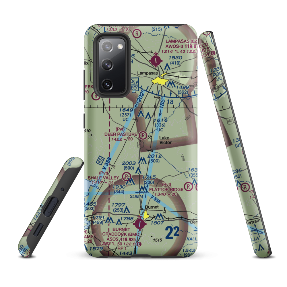 Deer Pasture Airport (69TE) VFR Sectional Samsung Phone Case Samsung Galaxy S20 FE model shown