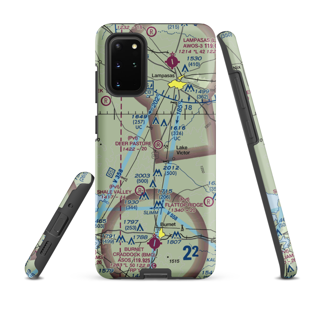 Deer Pasture Airport (69TE) VFR Sectional Samsung Phone Case Samsung Galaxy S20 Plus model shown