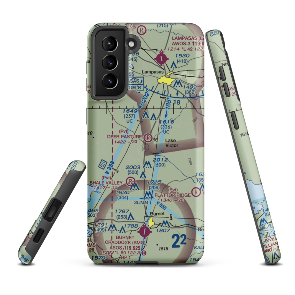Deer Pasture Airport (69TE) VFR Sectional Samsung Phone Case Samsung Galaxy S21 Plus model shown