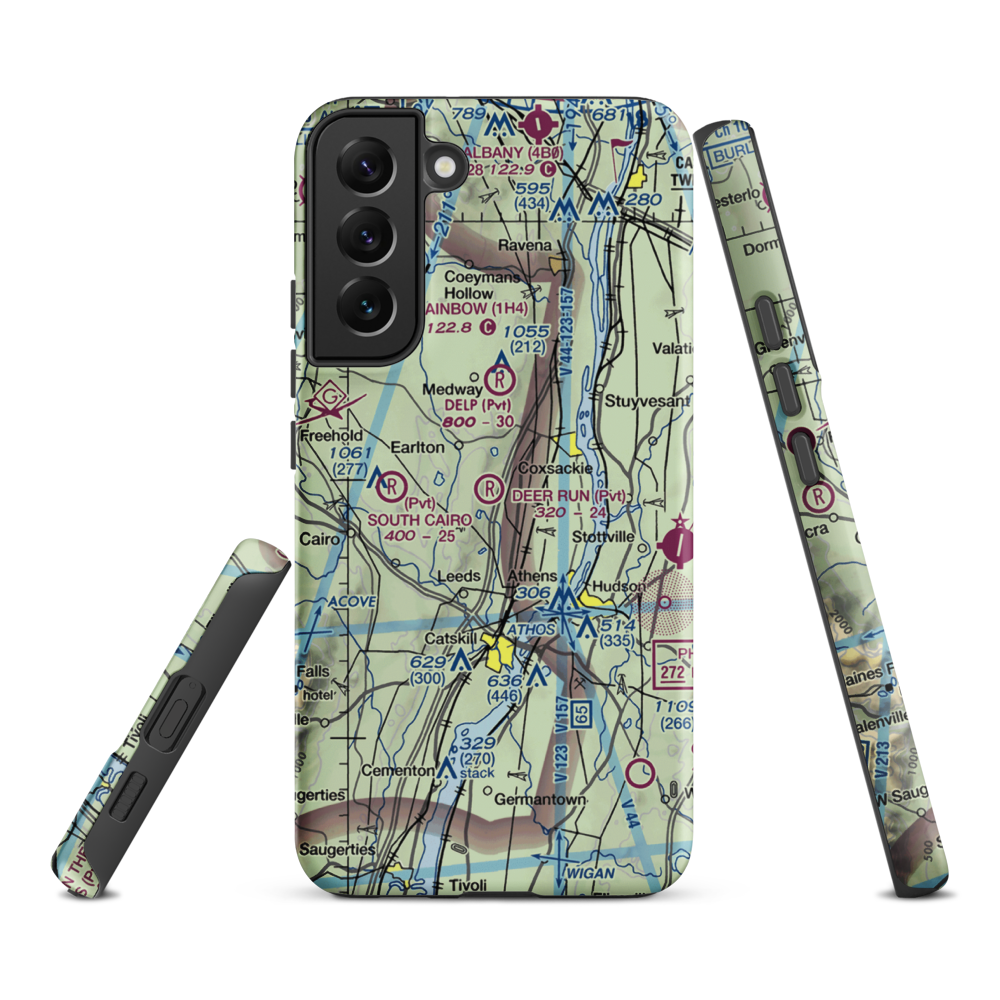 Deer Run Airport (NY74) VFR Sectional Samsung Phone Case Samsung Galaxy S22 Plus model shown