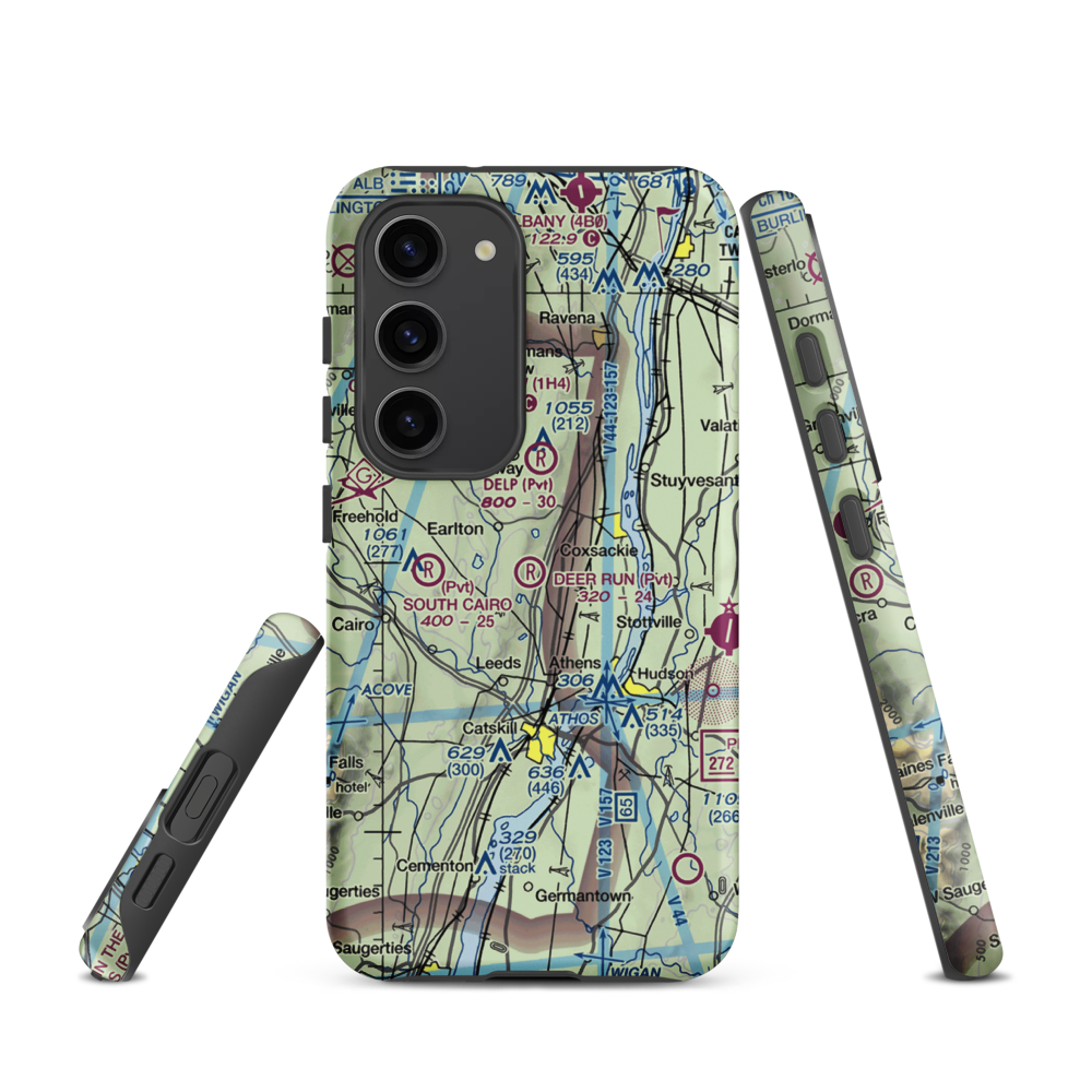 Deer Run Airport (NY74) VFR Sectional Samsung Phone Case Samsung Galaxy S23 model shown