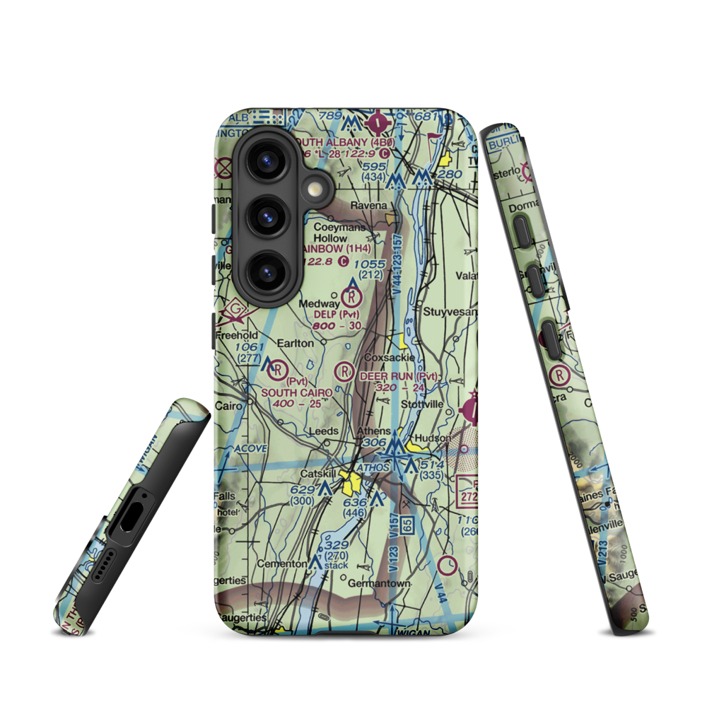 Deer Run Airport (NY74) VFR Sectional Samsung Phone Case Samsung Galaxy S24 model shown