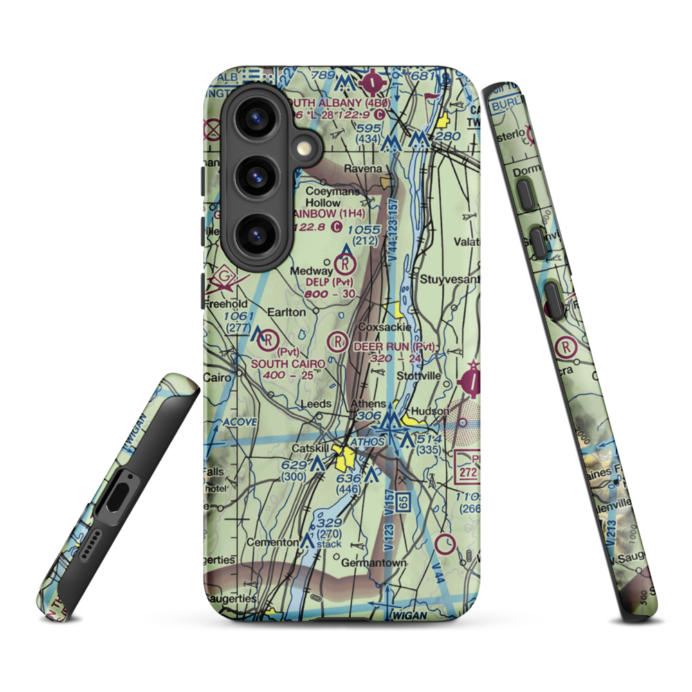 Deer Run Airport (NY74) VFR Sectional Samsung Phone Case Samsung Galaxy S24 Plus model shown