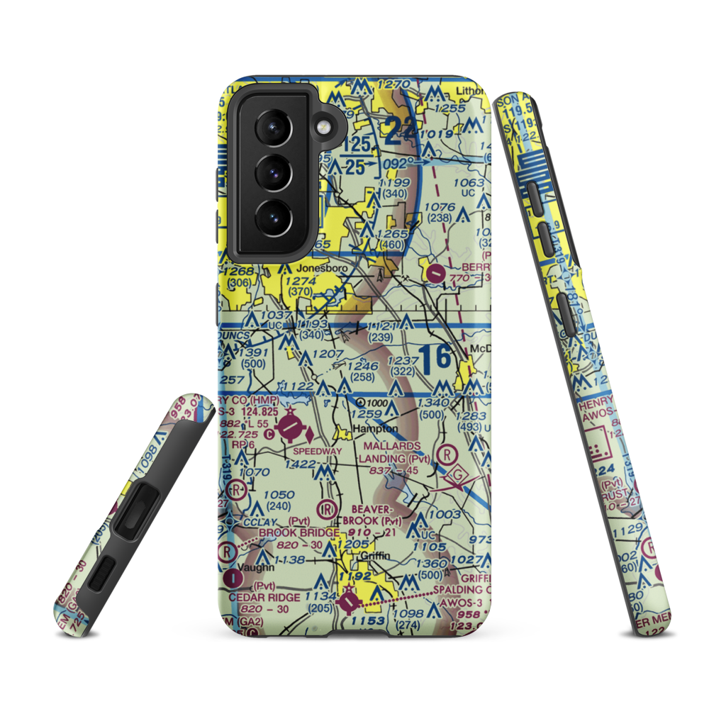 Deerfield Landing Airport (54GA) VFR Sectional Samsung Phone Case Samsung Galaxy S21 FE model shown