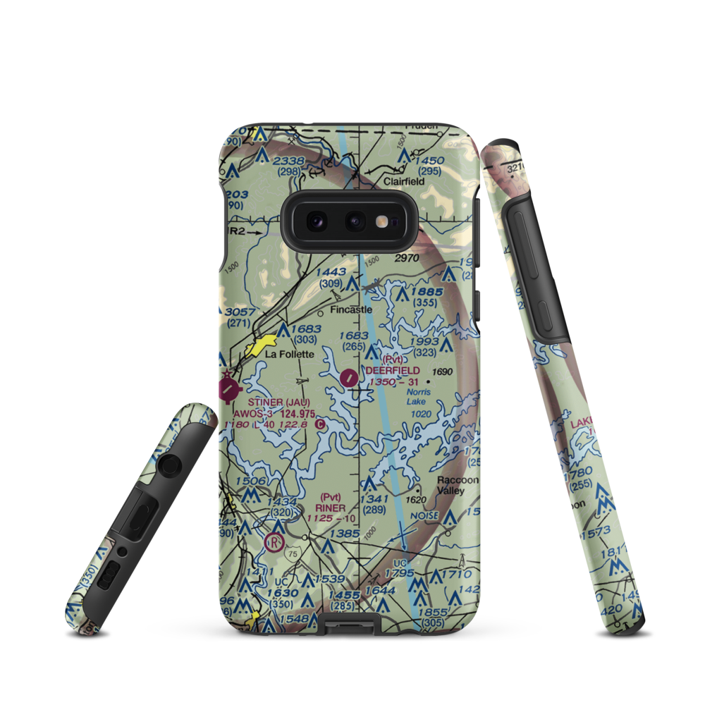 Deerfield Resort Airport (TN44) VFR Sectional Samsung Phone Case Samsung Galaxy S10e model shown