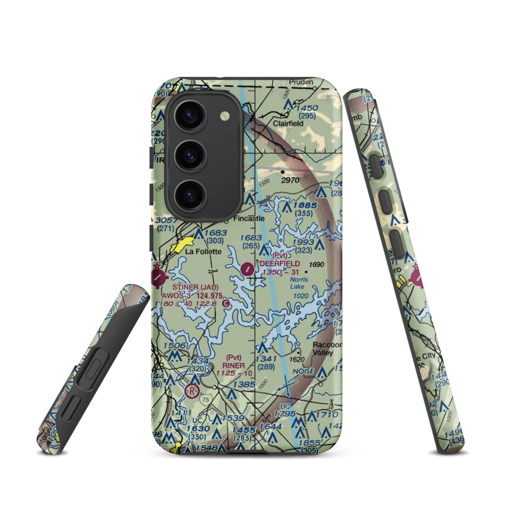 Deerfield Resort Airport (TN44) VFR Sectional Samsung Phone Case Samsung Galaxy S23 model shown