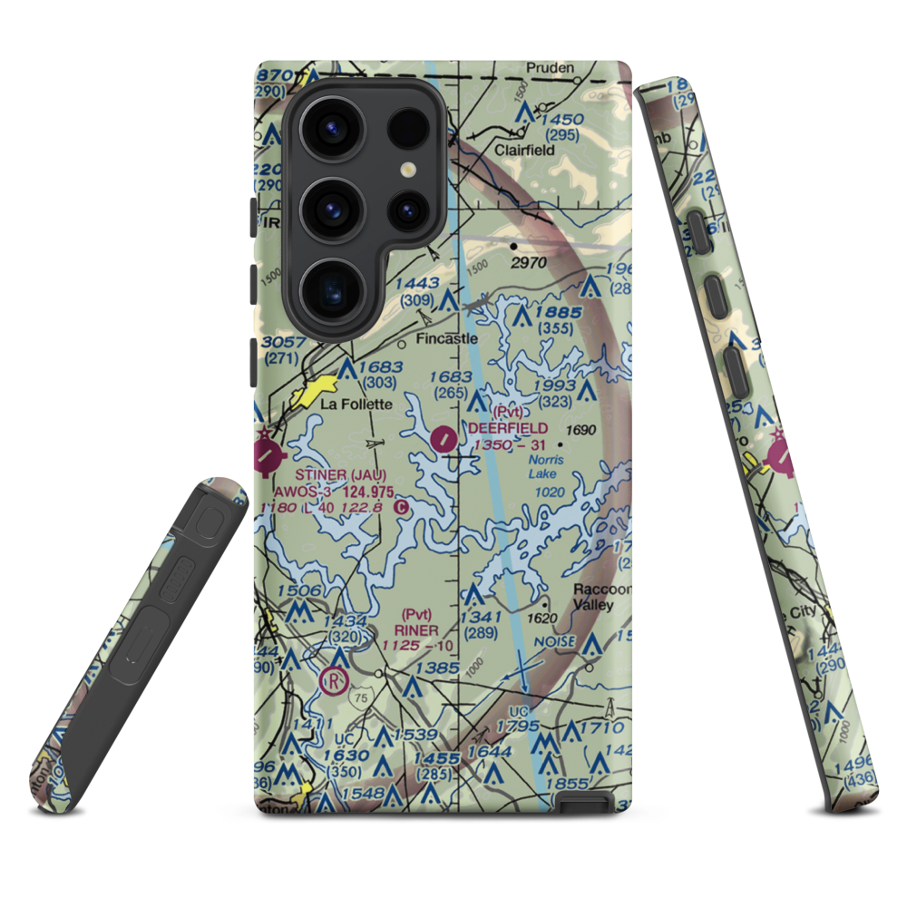 Deerfield Resort Airport (TN44) VFR Sectional Samsung Phone Case Samsung Galaxy S23 Ultra model shown