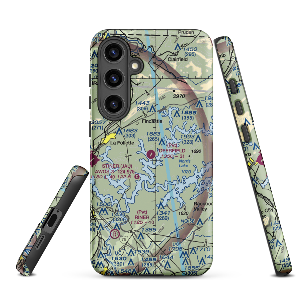 Deerfield Resort Airport (TN44) VFR Sectional Samsung Phone Case Samsung Galaxy S24 Plus model shown