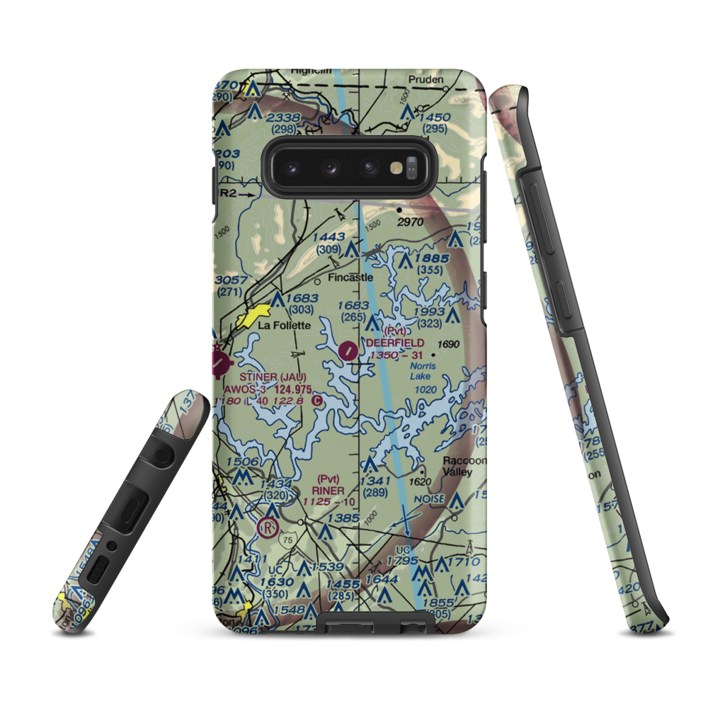 Deerfield Resort Airport (TN44) VFR Sectional Samsung Phone Case Samsung Galaxy S10 Plus model shown
