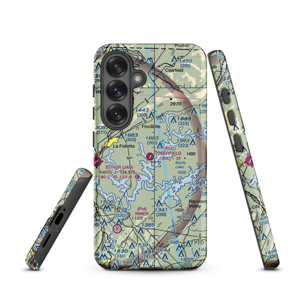 Deerfield Resort Airport (TN44) VFR Sectional Samsung Phone Case Samsung Galaxy S25 model shown