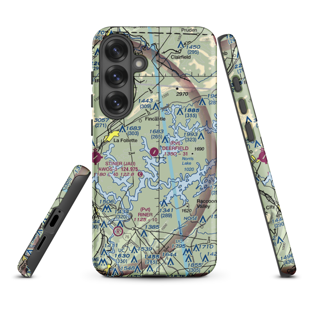 Deerfield Resort Airport (TN44) VFR Sectional Samsung Phone Case Samsung Galaxy S25 Plus model shown