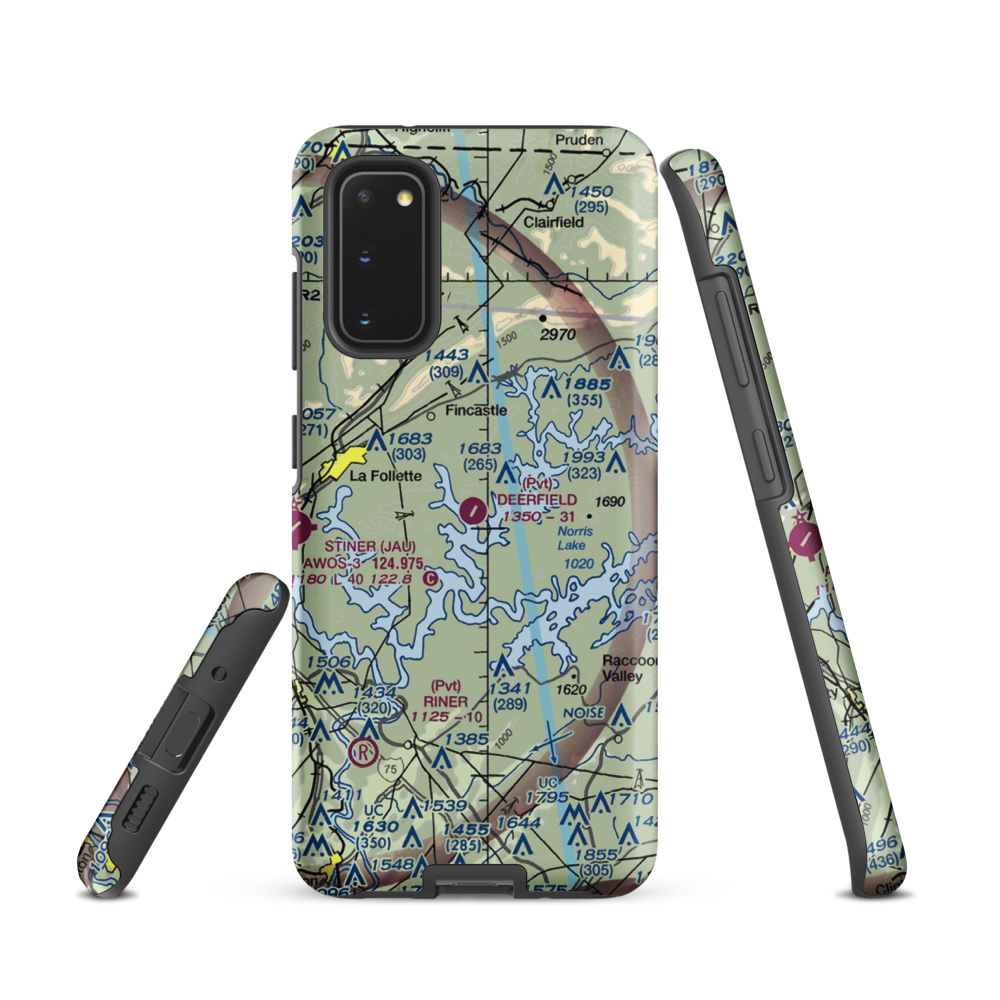 Deerfield Resort Airport (TN44) VFR Sectional Samsung Phone Case Samsung Galaxy S20 model shown