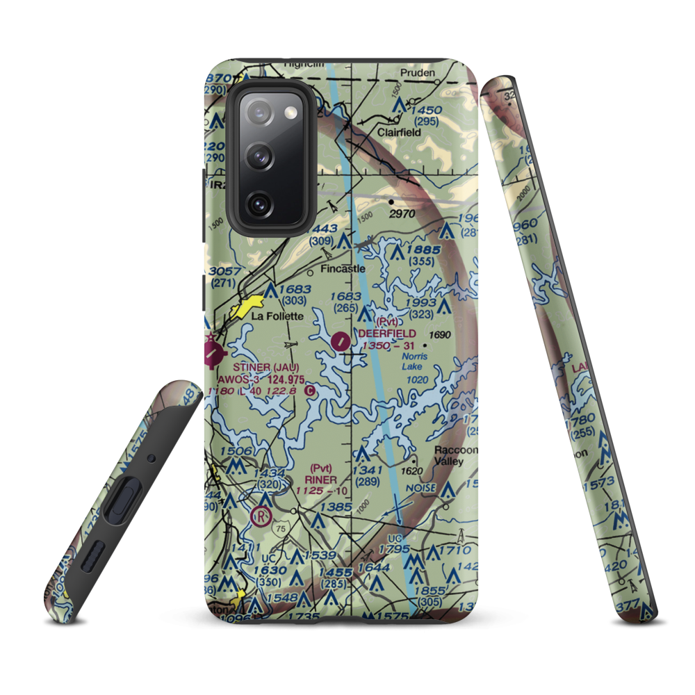 Deerfield Resort Airport (TN44) VFR Sectional Samsung Phone Case Samsung Galaxy S20 FE model shown
